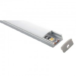 Perfil aluminio superficie/empotrar y difusor rectangular PC opal 17.2 x 8,9mm